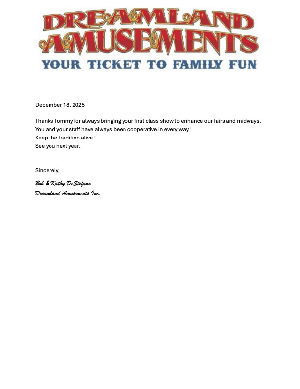 Dreamland recommendation letter